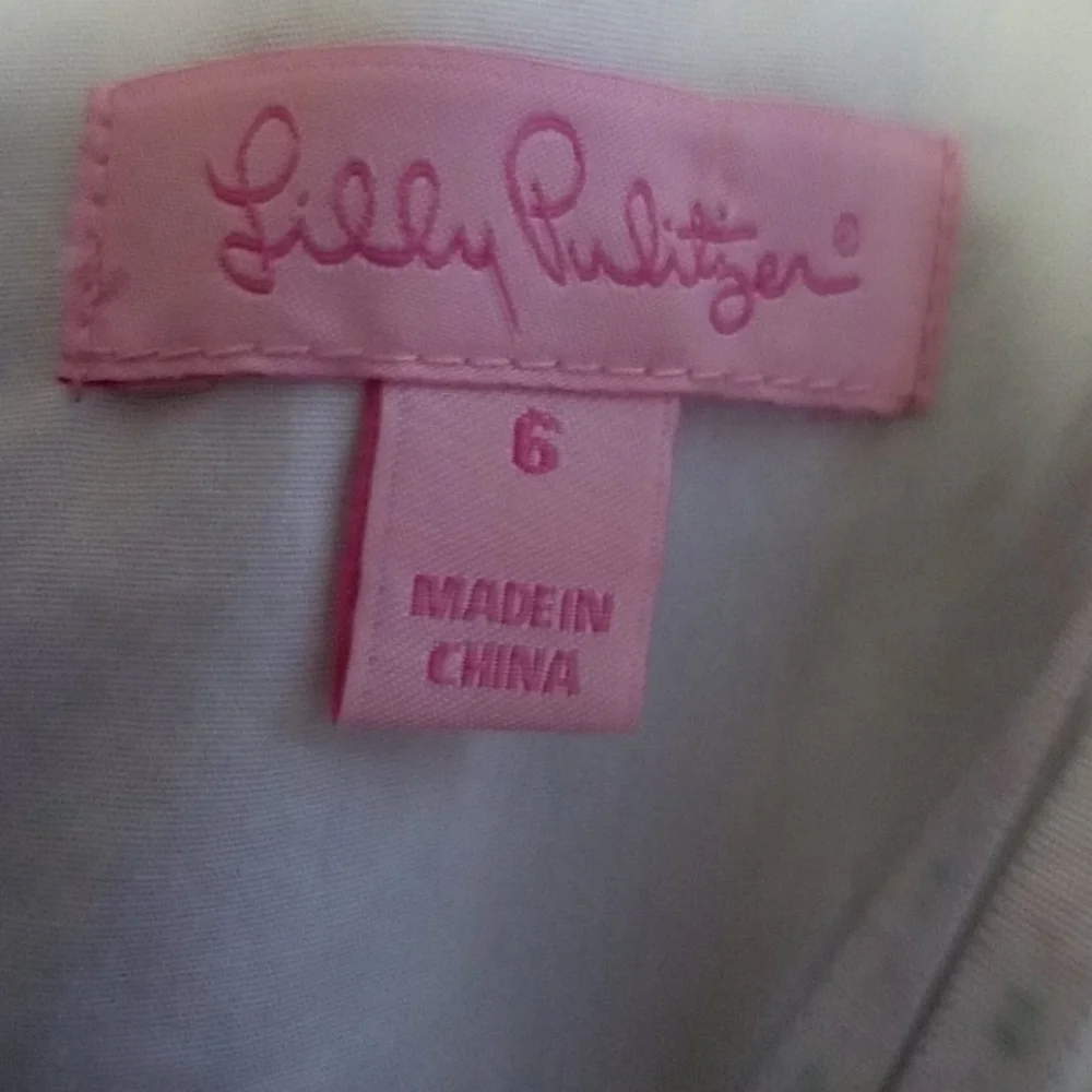 Lilly Pulitzer Vintage "Razzy" Strapless Bowen Embroidered Dress Sz 6 - Picture 4 of 5